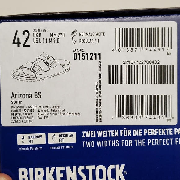Birkenstock Arizona Men's Stone Gray Sandals 42 - Picture 4 of 4